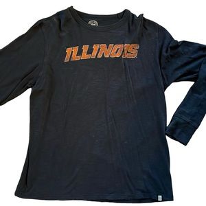 47 BRAND Fighting Illini Navy Blue Distressed Long Sleeve Illinois Crewneck L